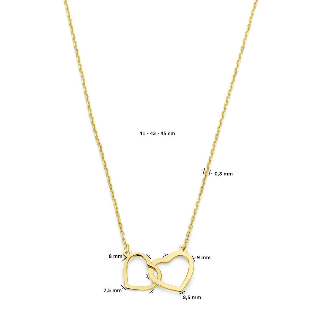 Halskette Herzen 41 - 43 - 45 cm 14K Gelbgold