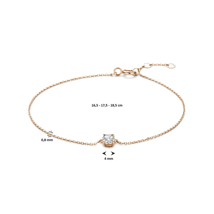 Armband Zirkonia 16,5 - 17,5 - 18,5 cm 14K Roségold