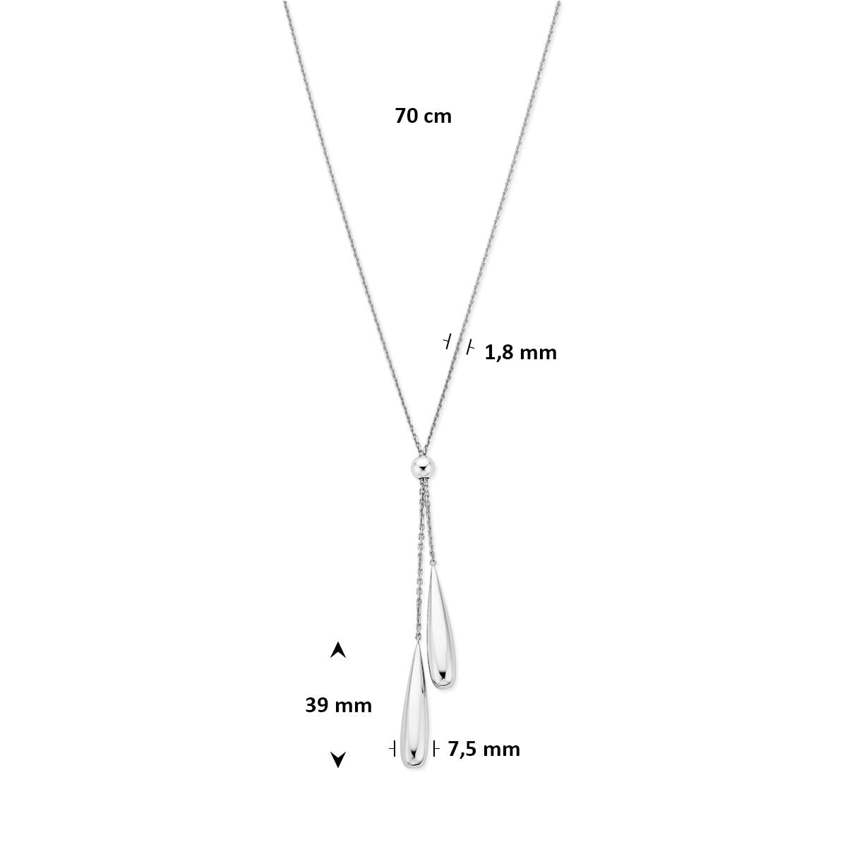 925er Silber Y-Kette mit Tropfenanhängern