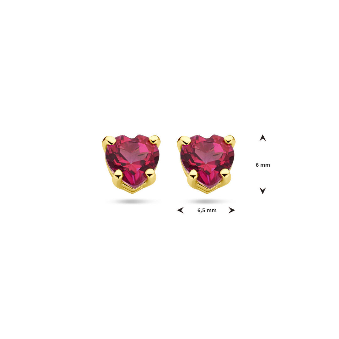 Ohrstecker Herz rosa Topas 14K Gelbgold