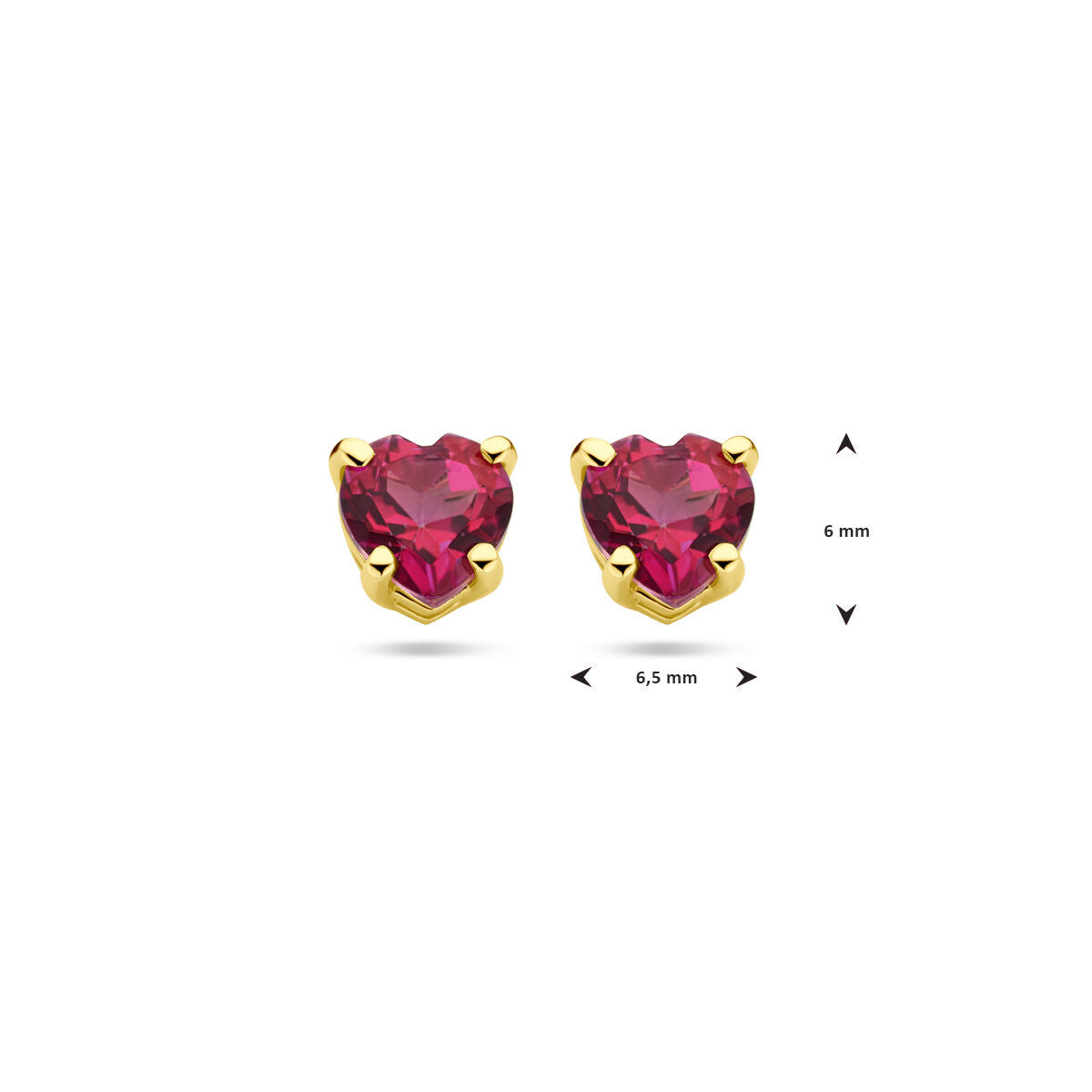 14 Karat Gelbgold Ohrstecker mit rosa Herz-Topas