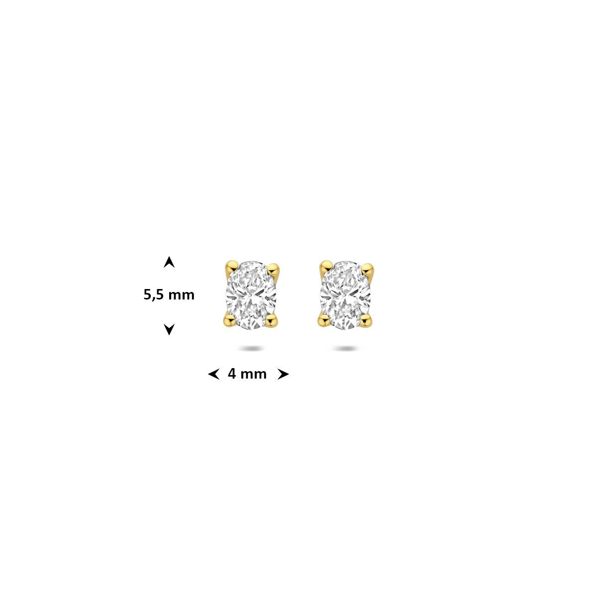 14K Gelbgold-Ohrstecker mit im Labor gezüchtetem Diamant – oval 0.60ct