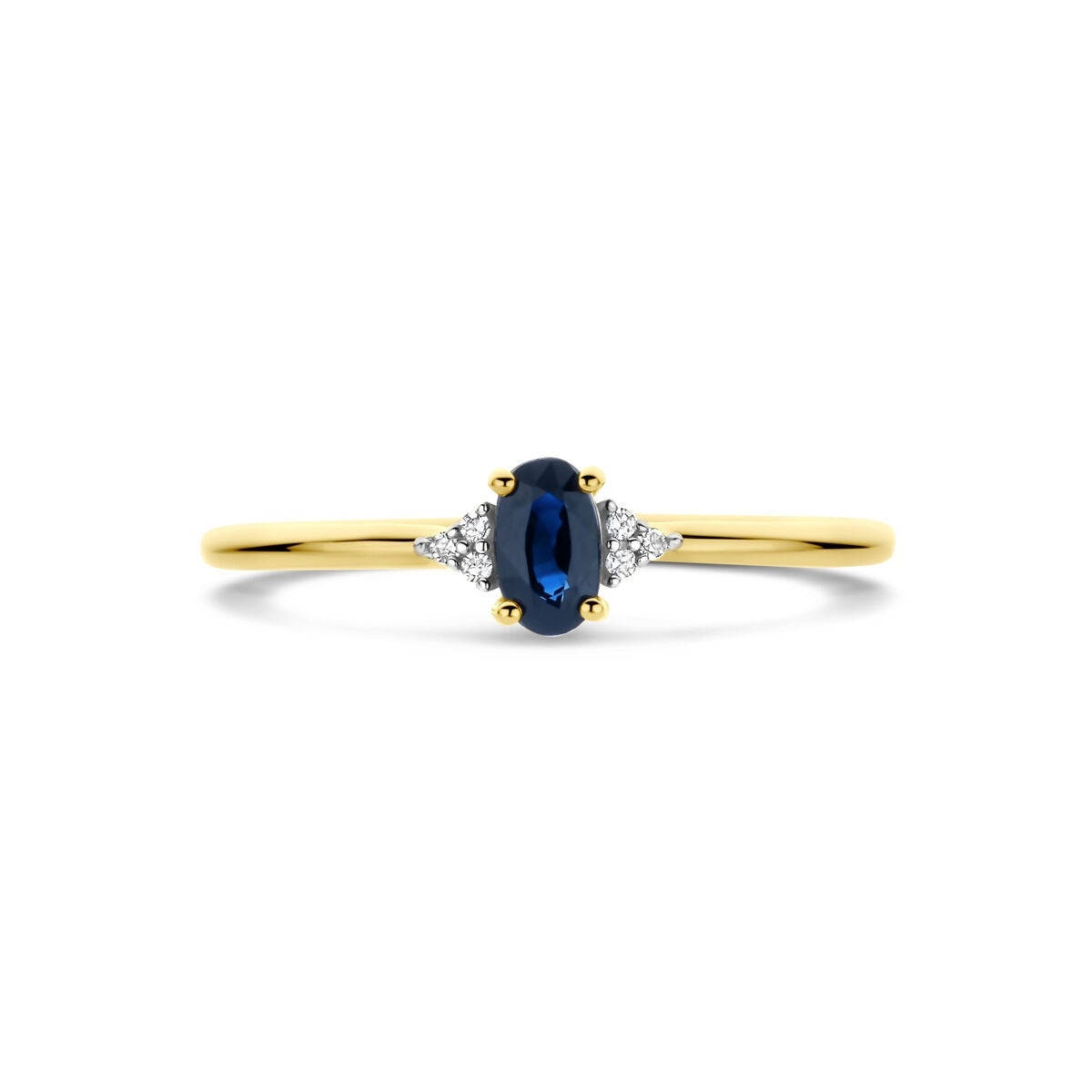 Goldring mit Saphir und Diamant – 14 Karat
