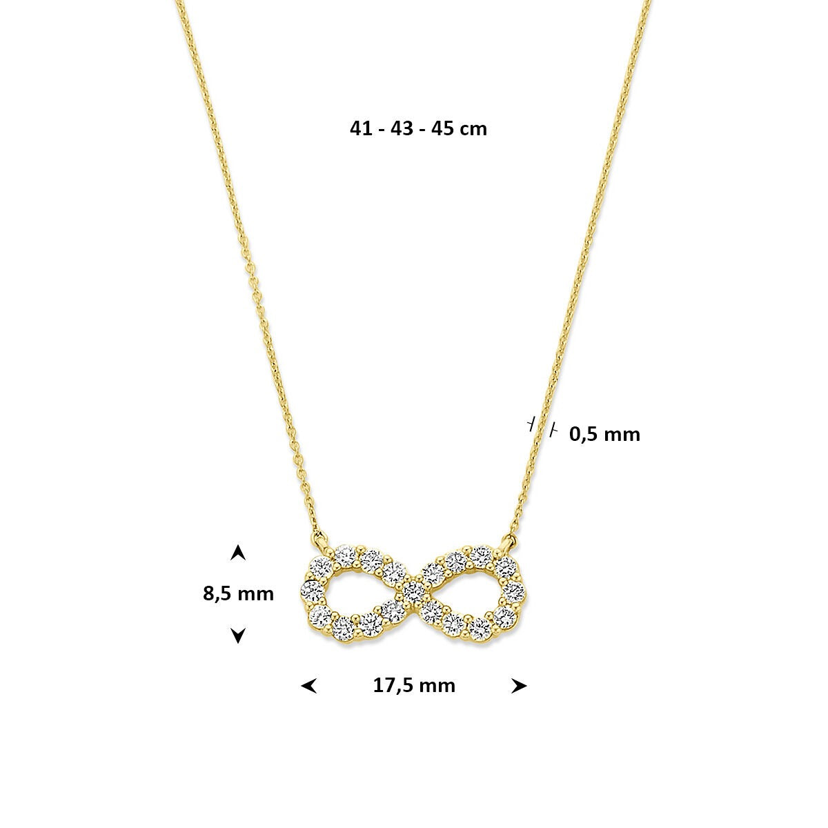 14k Goldkette mit Unendlichkeitsanhänger und im Labor gezüchtetem Diamanten