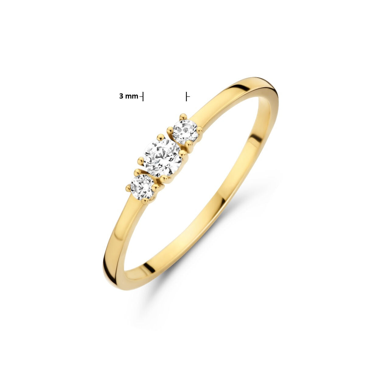 9k Gelbgold-Damenring mit Zirkonia-Reihe