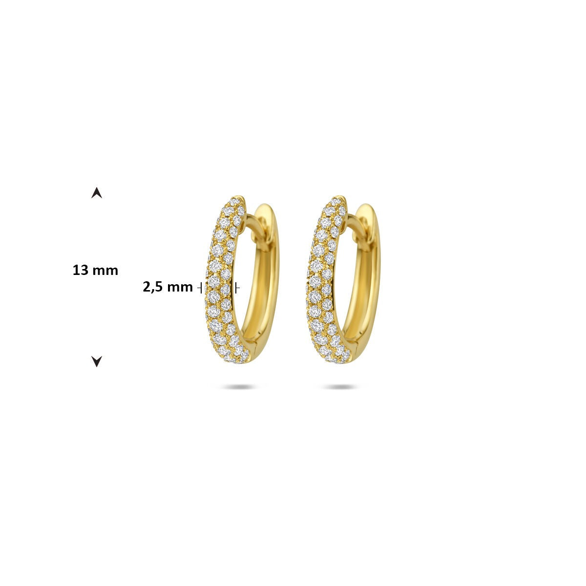 14 Karat Gelbgold Klappcreolen mit Diamantreihe