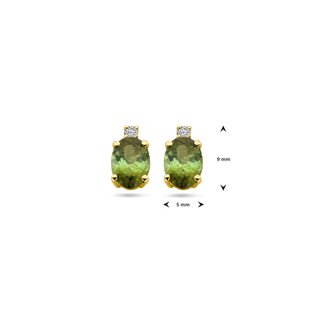 Ohrstecker Turmalin und Diamant 0,04 ct (2x 0,02 ct) h si 14K Gelbgold