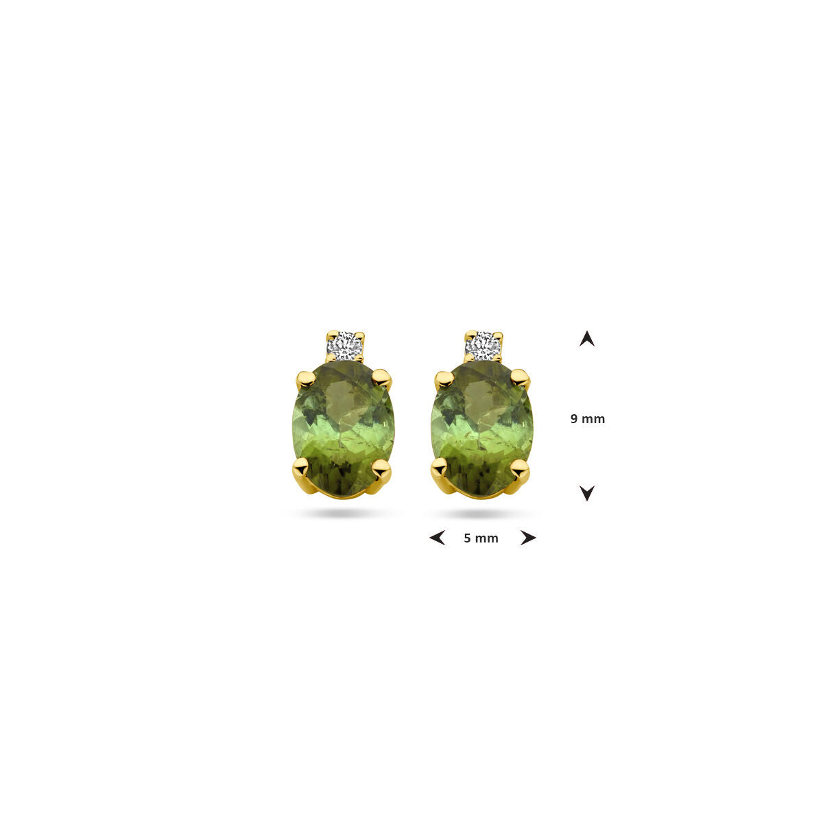14k Gelbgold-Ohrstecker mit Turmalin und Diamant