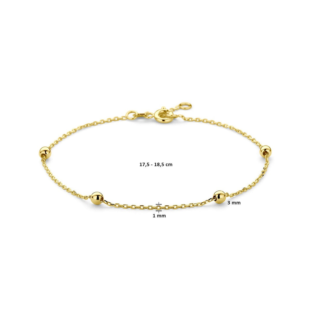 Gouden armband met bolletjes – 9k geelgoudkleurig