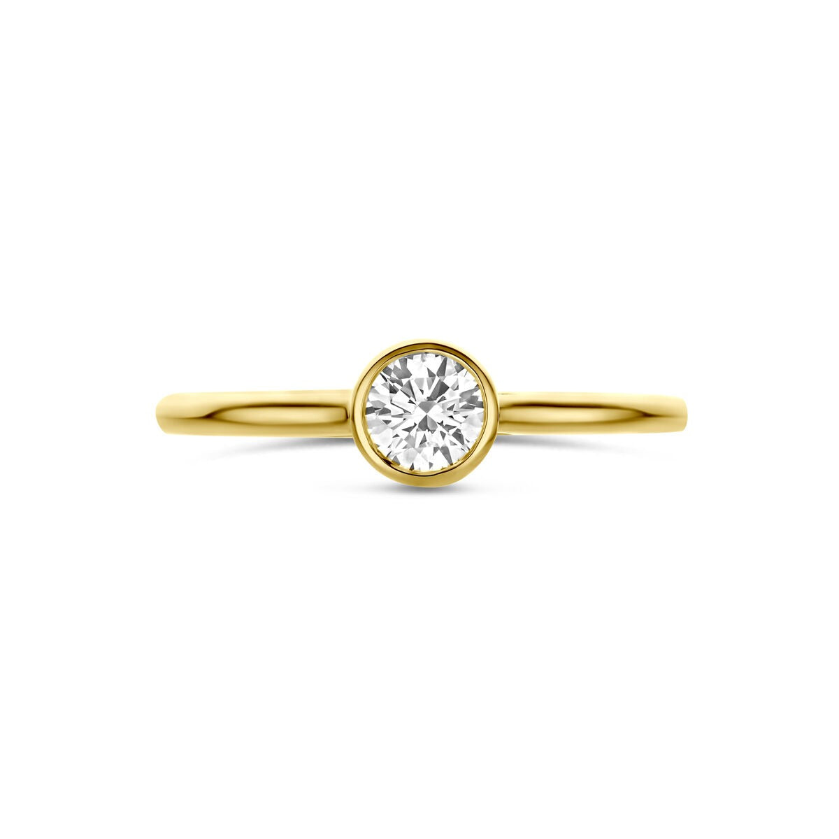 14K Gelbgoldring mit Diamant 0,40 ct Solitär