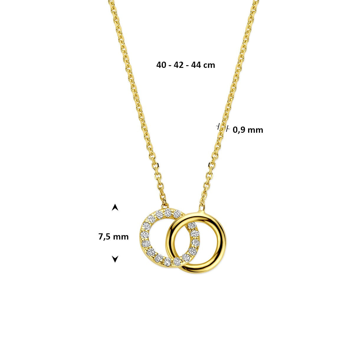 14k Gelbgoldkette mit im Labor gezüchtetem Diamant 0.09ct