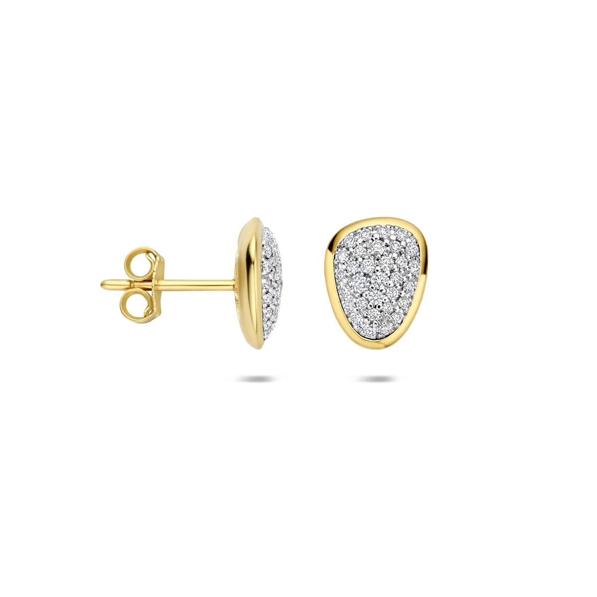 14K Bicolor Ohrstecker mit Diamant 0,35ct