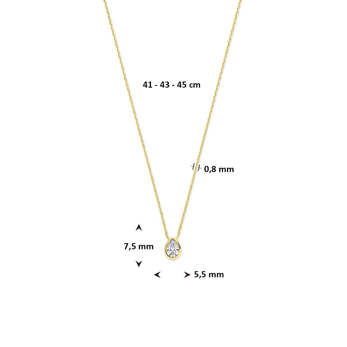 14 Karat Gelbgoldcollier mit Zirkonia