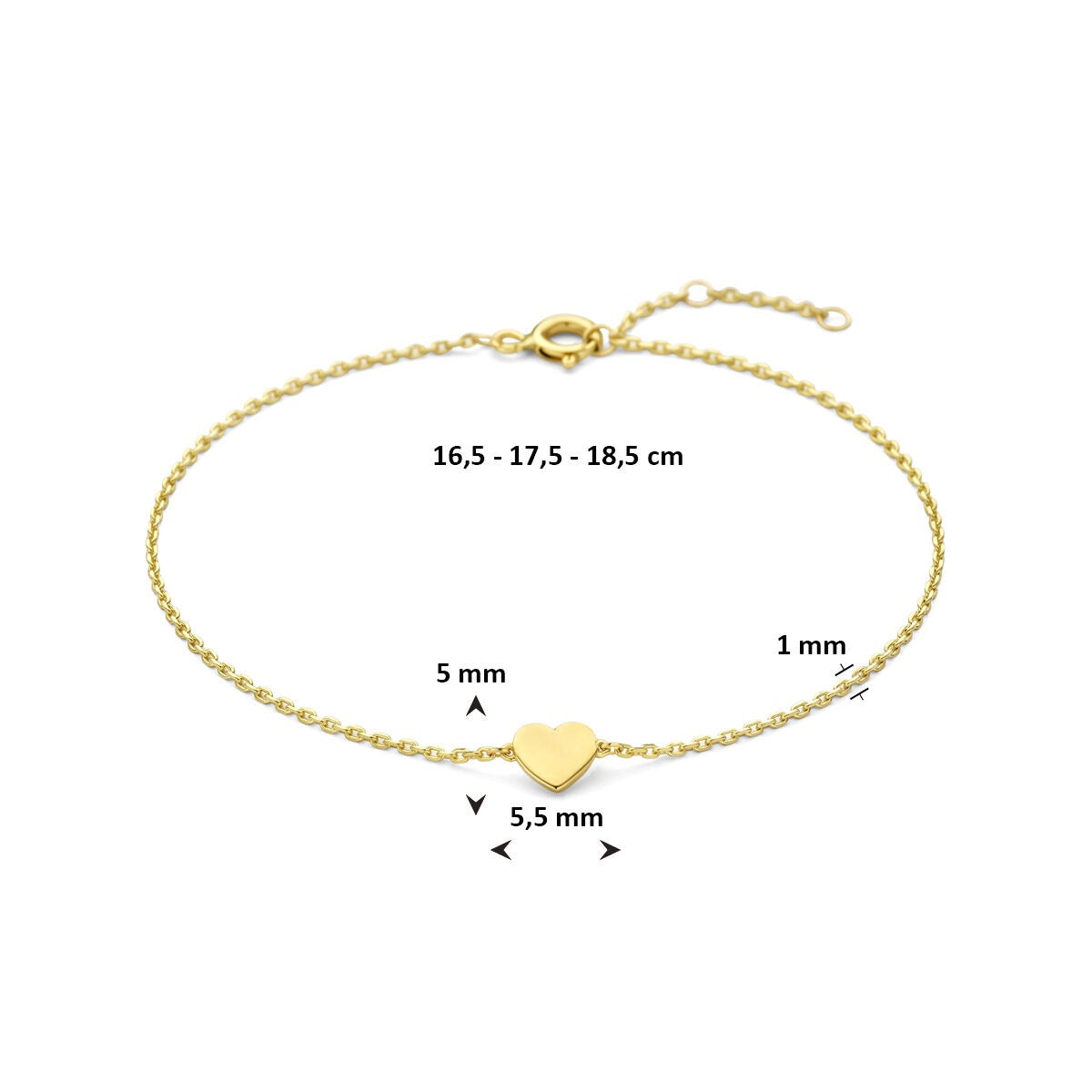 14 Karat Gelbgold Damenarmband mit Herz