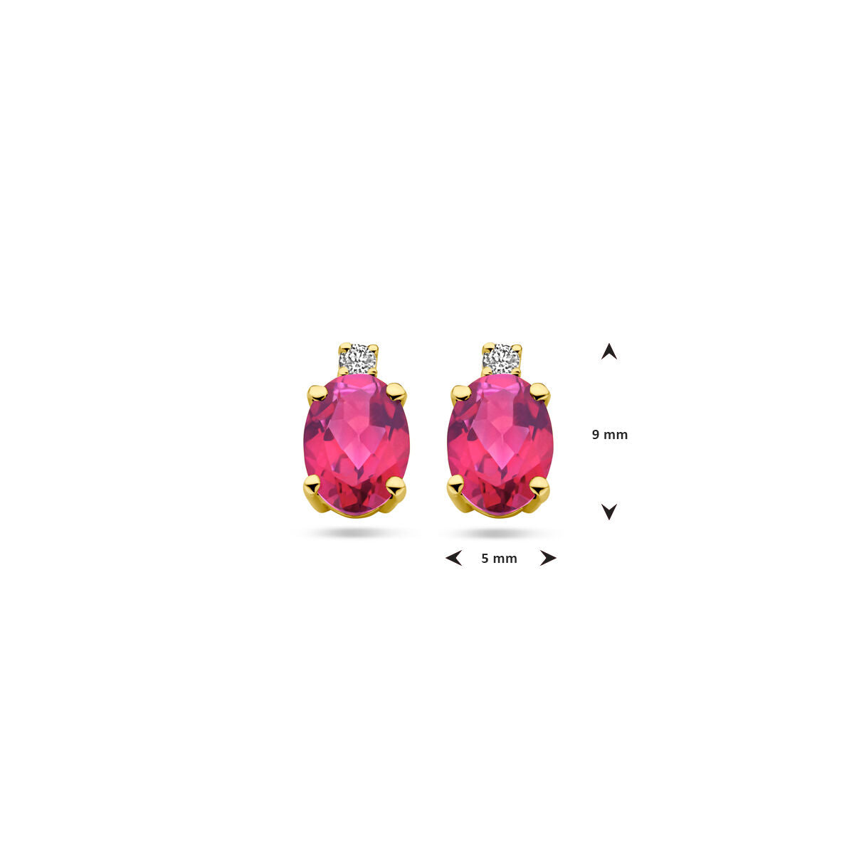 14k Gelbgold-Ohrstecker mit rosa Topas und Diamant