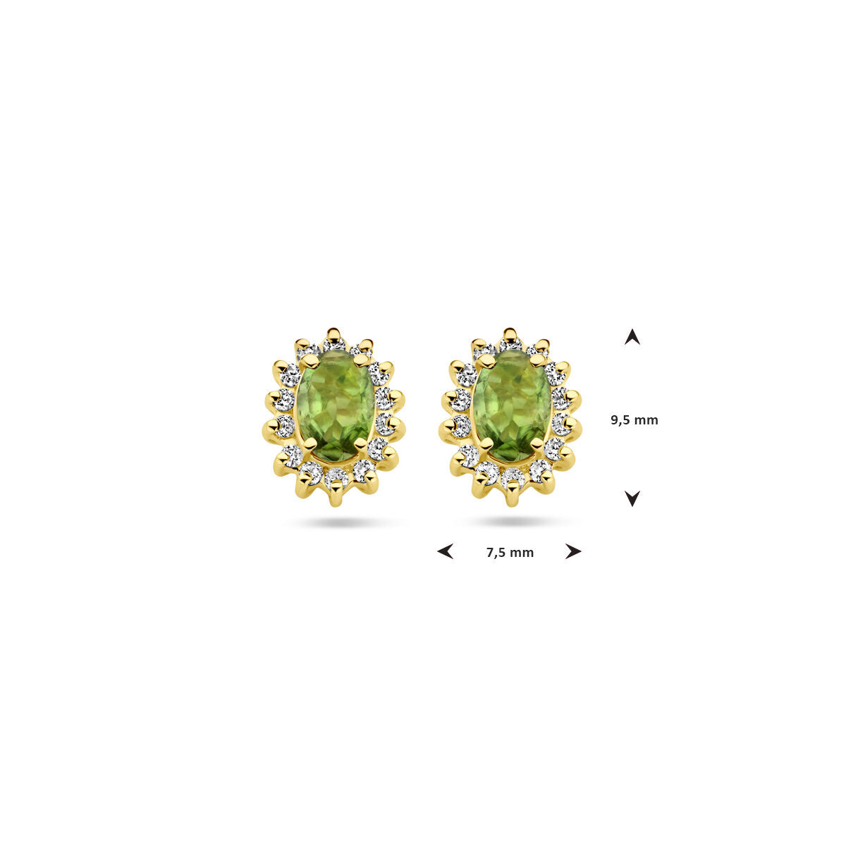 Ohrstecker aus 14 K Gelbgold mit Turmalin und Diamant