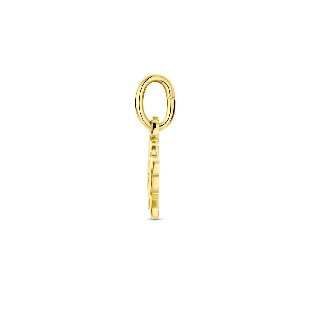 9k Geelgouden klavertje hanger