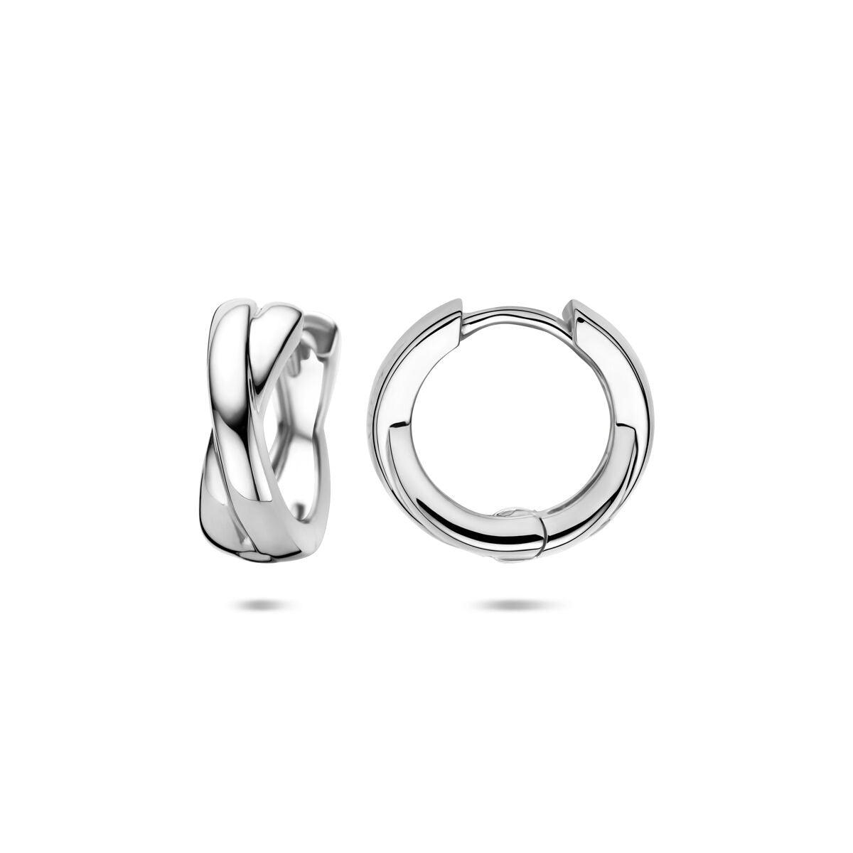 Silberne Klappcreolen Damen – 15 x 5.5 mm