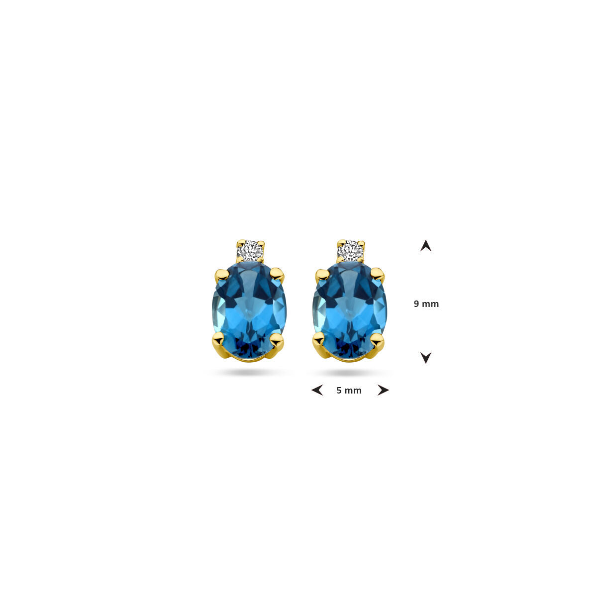 14 Karat Gelbgold Ohrstecker mit London Blue Topas und Diamanten