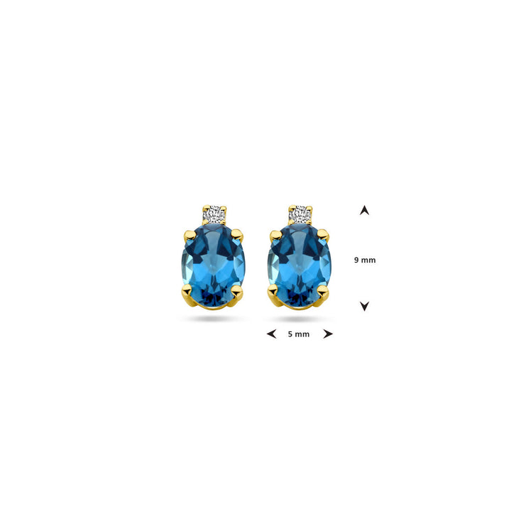 Ohrstecker London Blue Topas und Diamant 0,04 ct (2x 0,02 ct) H SI 14 K Gelbgold