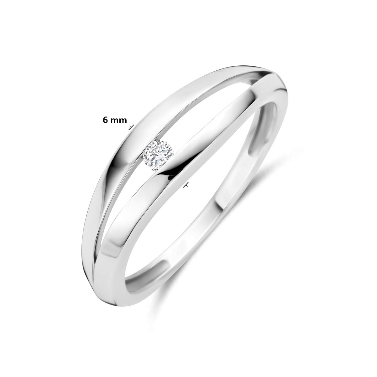 Damenring aus Silber mit im Labor gewachsenem Diamanten – 6 mm breit