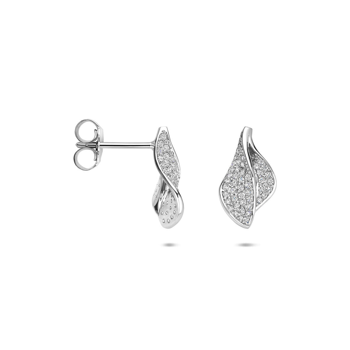 Silberne Ohrstecker mit Zirkonia – rhodiniertes 925er Silber