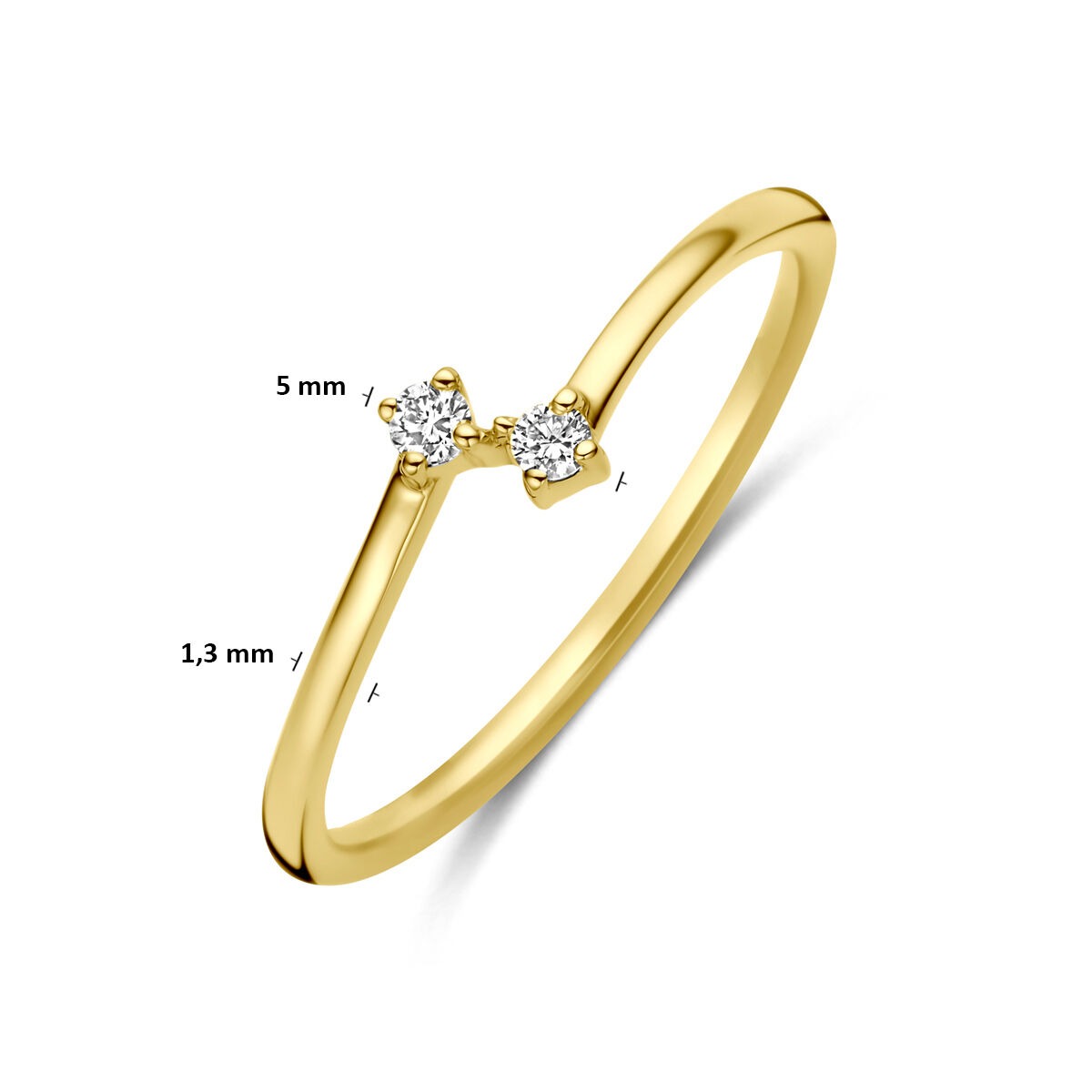 14k Gelbgoldring mit Diamant 0,05 kt