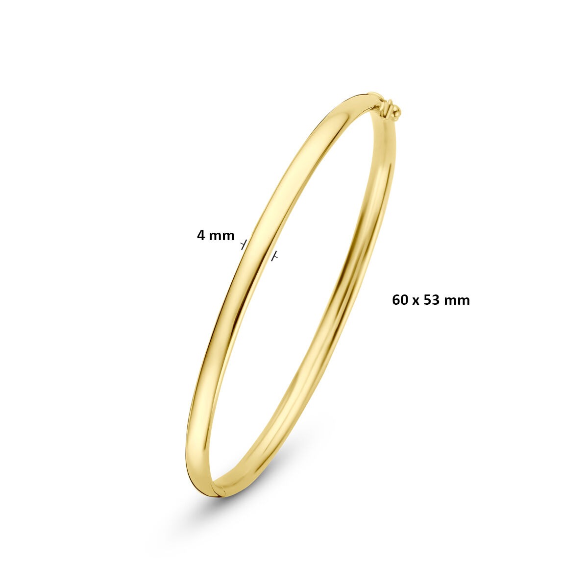 Armreif aus 9K Gelbgold mit ovalem Rohr und Silberkern