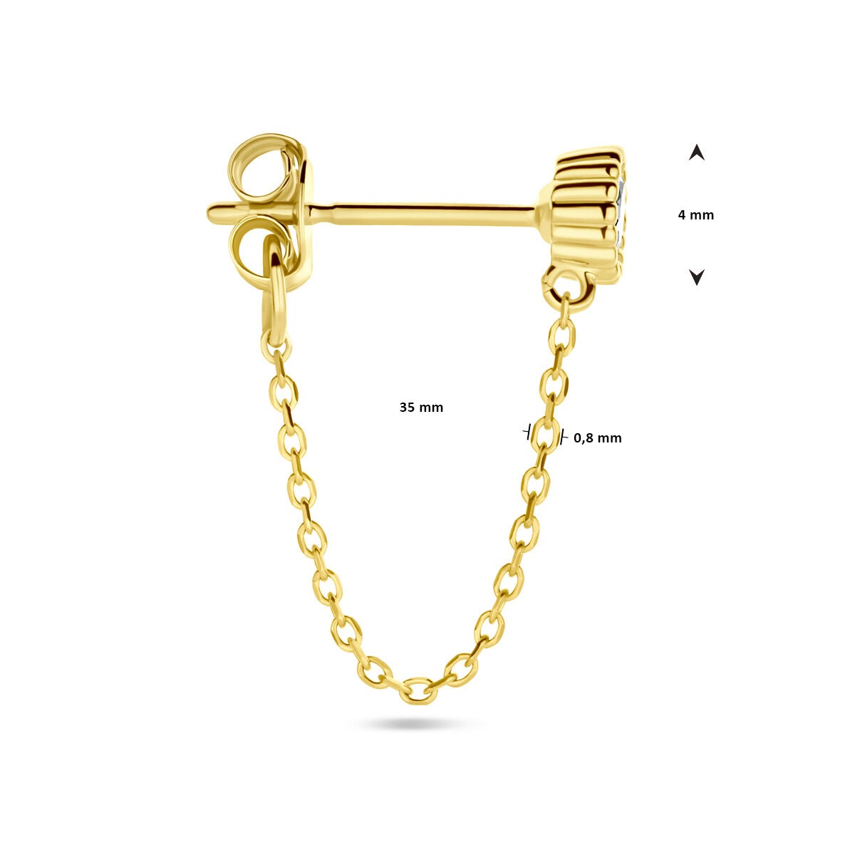 14k Gelbgold Ohrstecker mit Zirkonia – einzeln verkauft
