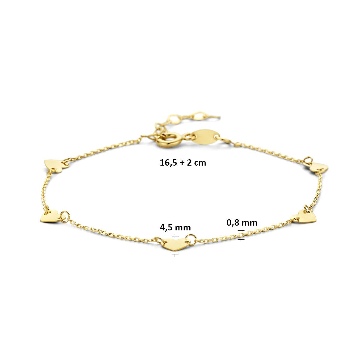 9 Karat Gelbgold Herzarmband Damen