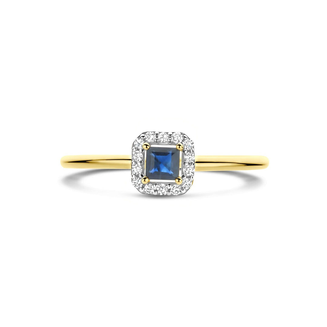 Gouden ring met saffier en diamant – 14k