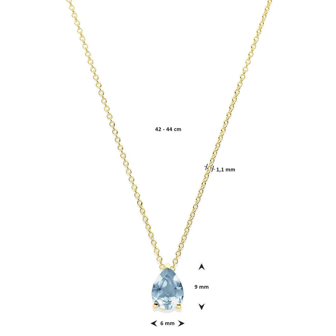 Halskette Blautopas 42 – 44 cm 14K Gelbgold