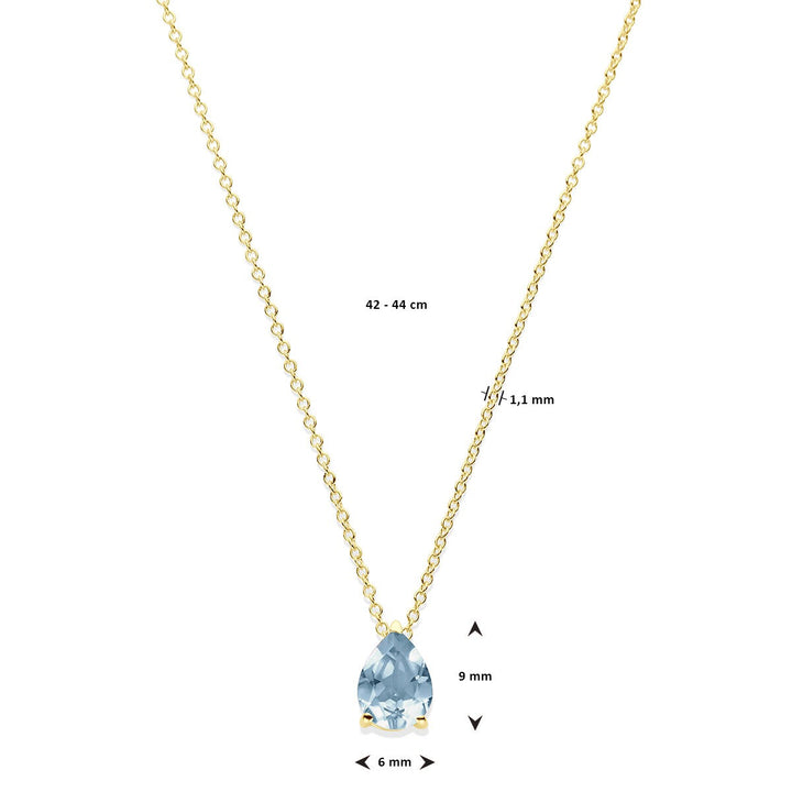 Halskette Blautopas 42 – 44 cm 14K Gelbgold