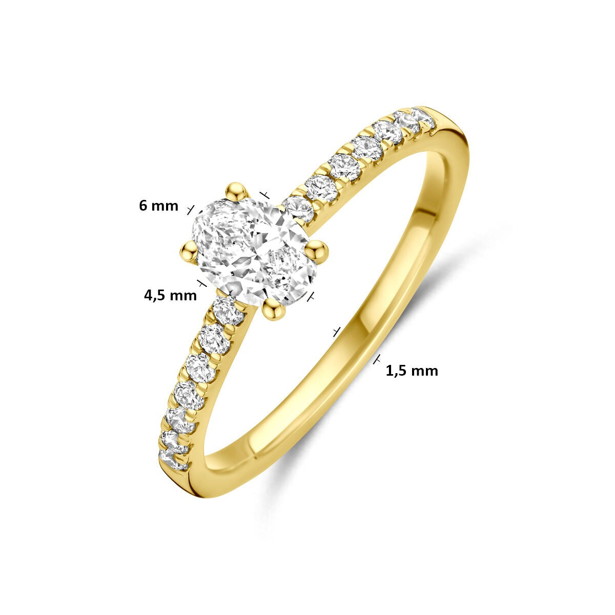 Goldring 14K mit Lab Grown Diamant – Ovalschliff
