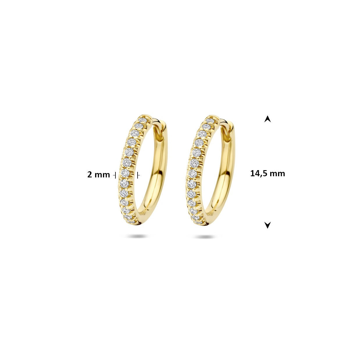 14k Gelbgold Klappcreolen mit im Labor gezüchteten Diamanten – 14.5x2 mm Damenohrringe