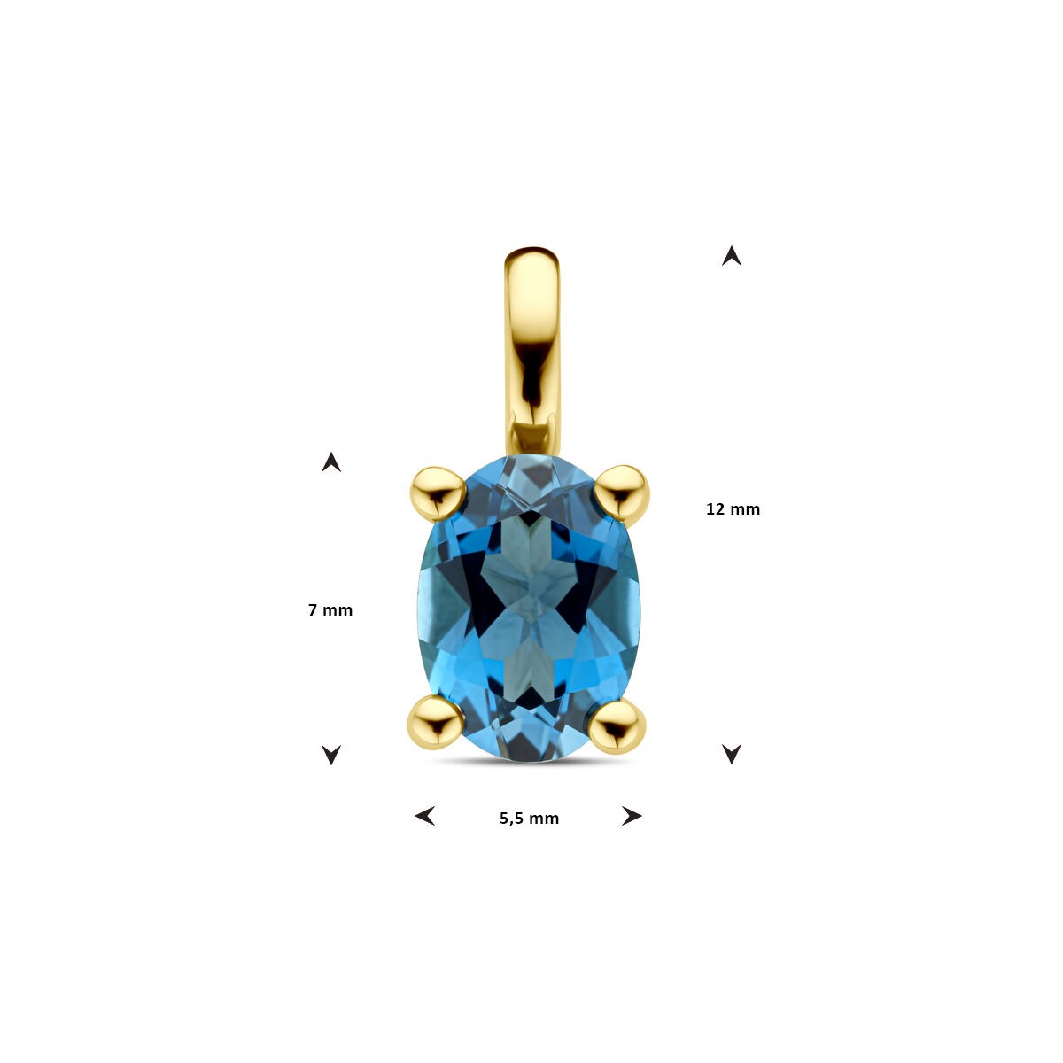 14k Gelbgoldanhänger mit London Blue Topas
