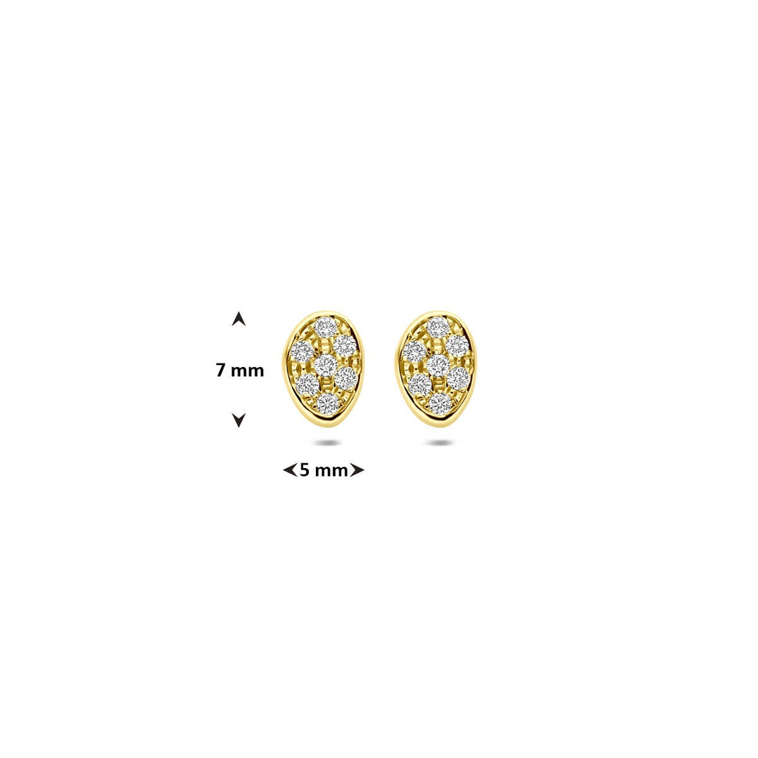 14k geelgouden oorknoppen met pavé gezette diamant