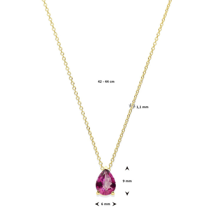 Halskette mit rosa Topas, 42 – 44 cm, 14 Karat Gelbgold