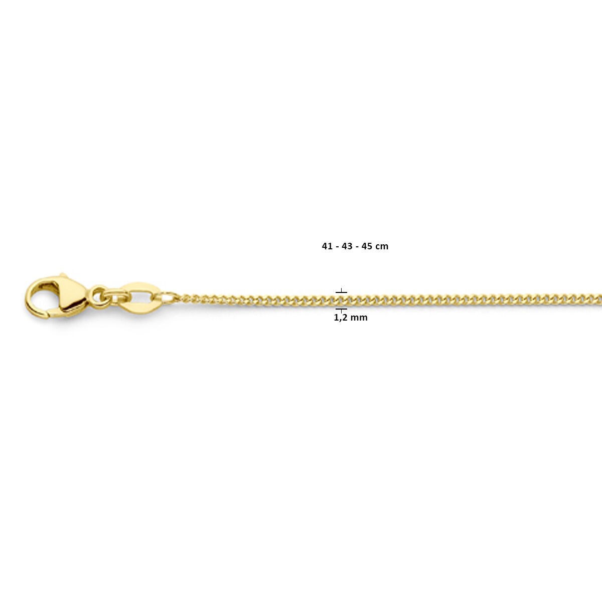 18k Gold Damen Halskette – Gourmette Collier 45 cm