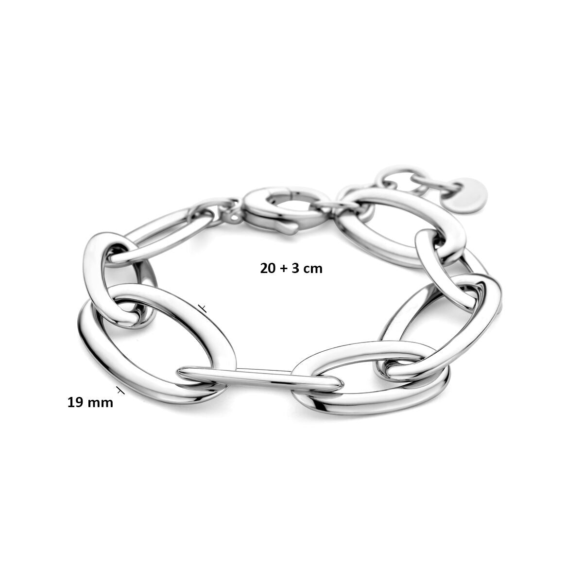 Rhodiniertes Damenarmband aus Silber – breite Ankerkette