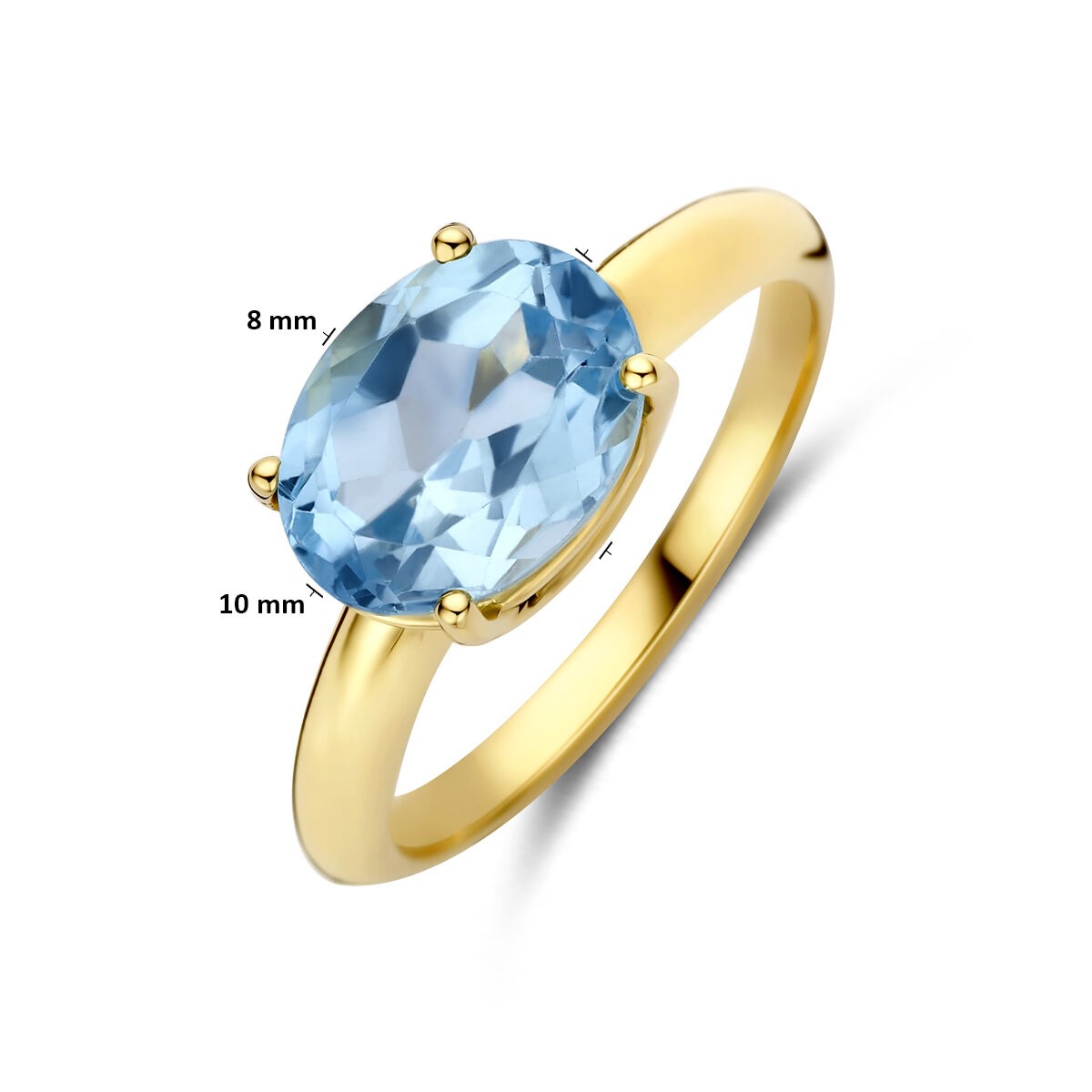 14K Gelbgoldring mit blauem Topas