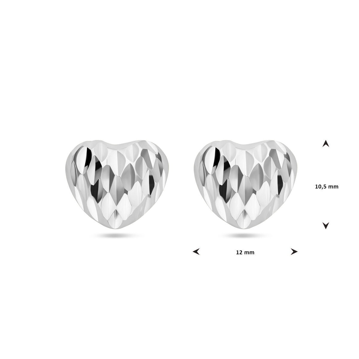 Herzförmige Ohrstecker aus Sterlingsilber – rhodiniert 925 Silber