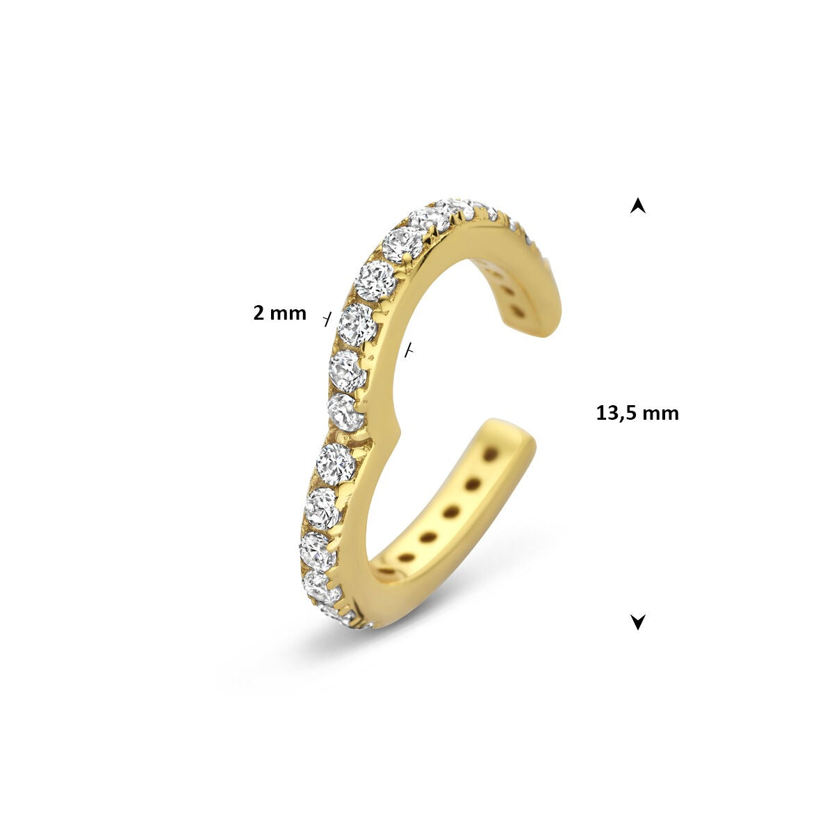 Vergoldete Silber-Ohrklemme Herz mit Zirkonia – romantischer Akzent ohne Piercing