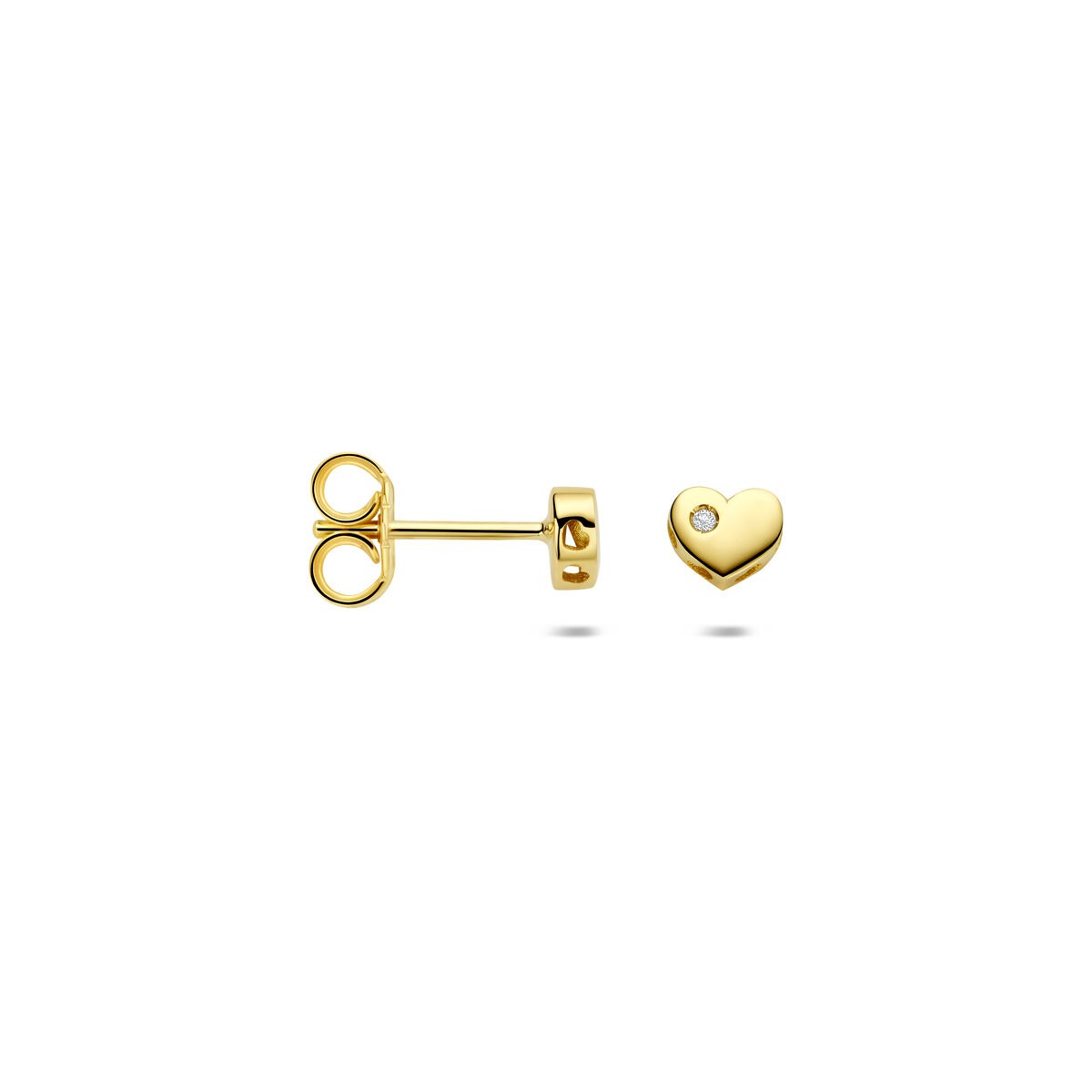 14k Gelbgold Kinder-Ohrstecker Herz mit Lab Grown Diamant