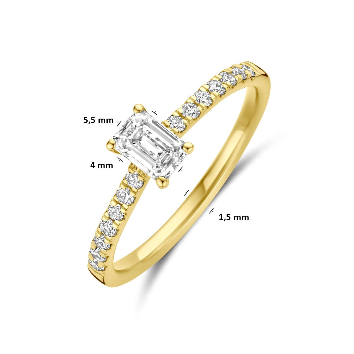 Goldring 14k mit im Labor gezüchtetem Diamanten – Smaragdschliff