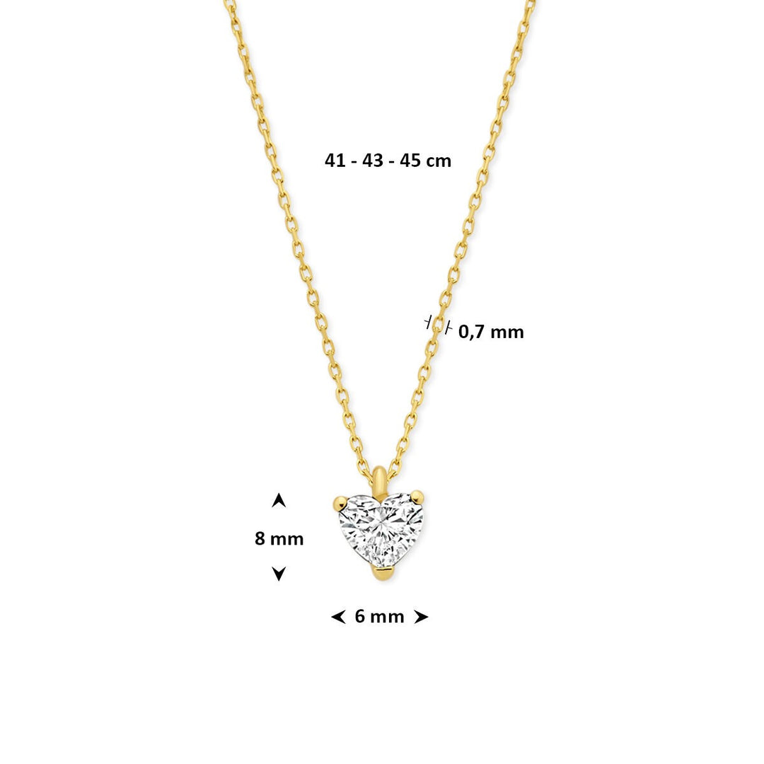 14k Geelgouden ketting met hartvormige lab grown diamant 0.50ct