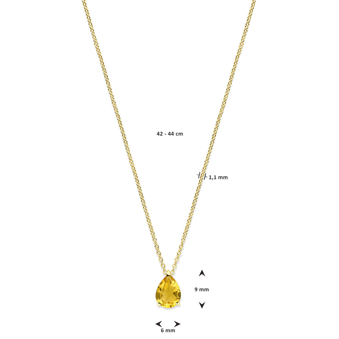Citrin-Halskette 42 – 44 cm 14K Gelbgold