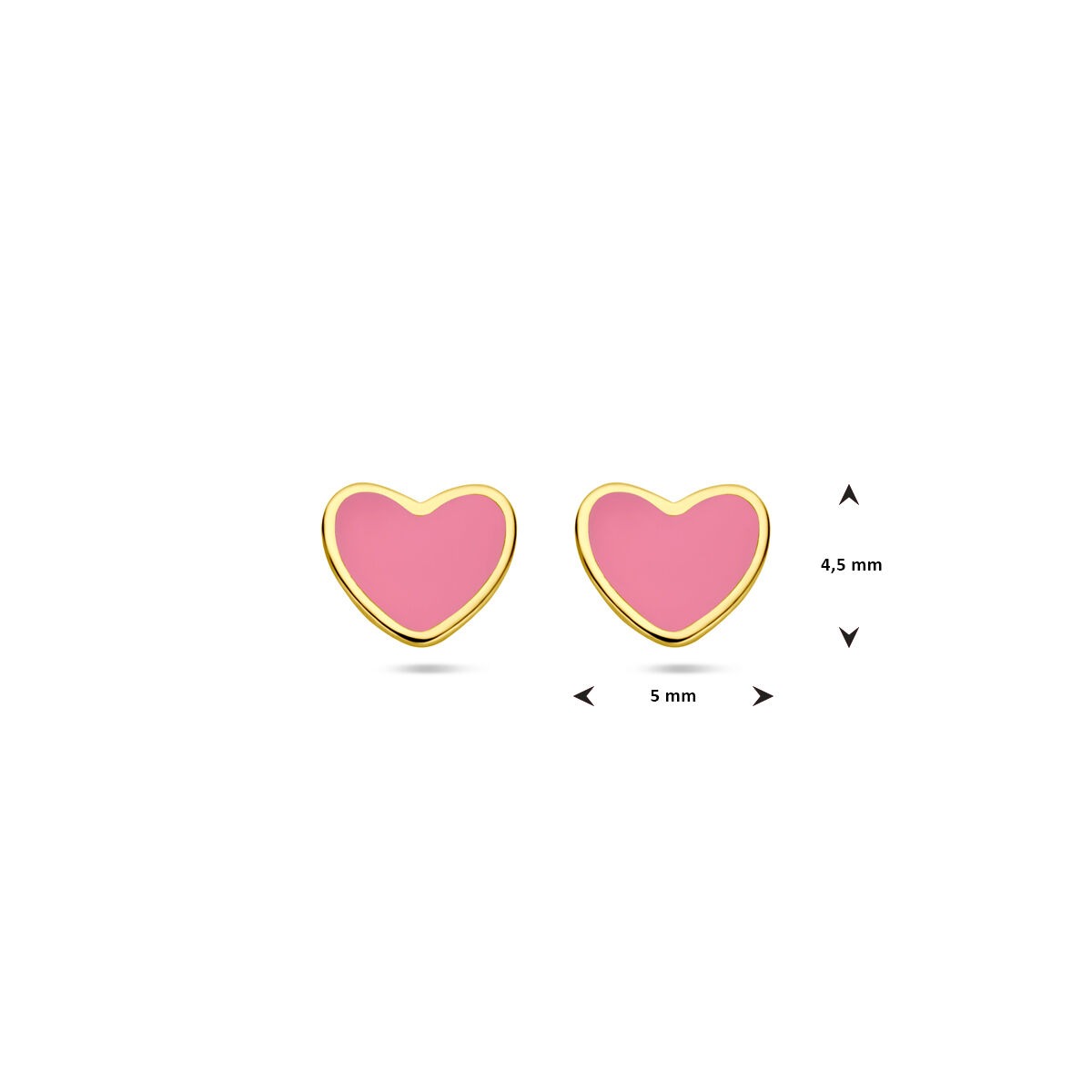 14 K Gelbgold Kinderohrstecker – Herz mit rosa Epoxy