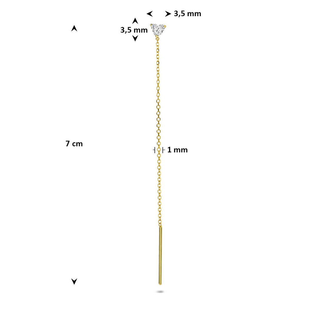 14k Geelgouden doortrekoorbel met lab grown diamant – per stuk verkocht