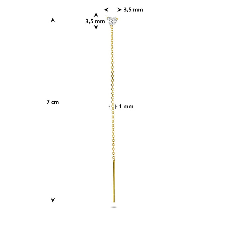 14k Geelgouden doortrekoorbel met lab grown diamant – per stuk verkocht